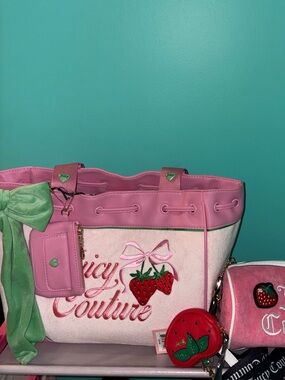 Juicy Couture Retro Strawberry Day Dreamer Bag and Strawberry Barrel Bag Bundle